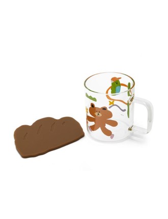 Best Seller Line Friends - Glass Mug & Coaster Set Available for Immediate Shipping