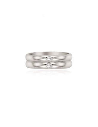 Best Seller OST - Basic Double Ring Silver Ring Fresh Release