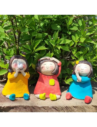 Best Seller Bosan Pottery - Handmade Earthenware Happy Girl Doll Available for Immediate Shipping