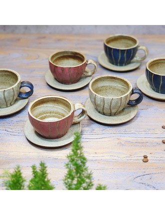 Best Seller Bosan Pottery - Vintage Striped Porcelain Tea Cup Set