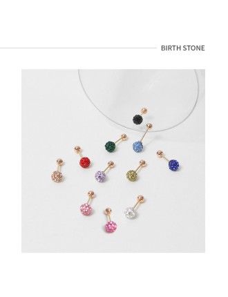 Best Seller CLUE - 4mm Mirror Ball 14K Rose Gold Ear Pierce (Birthstone)