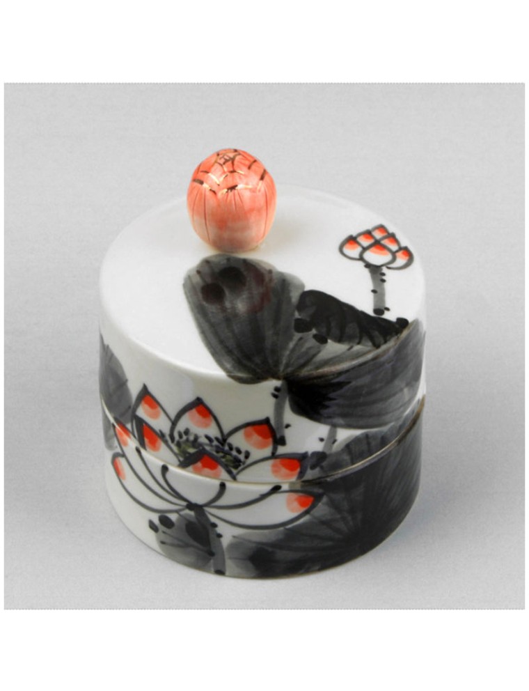 Best Seller HK Studio - Hand Painted Black Lotus Musical Jewelry Box Immediate Availability